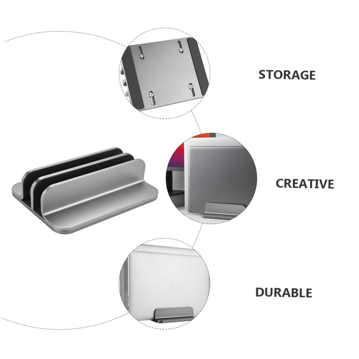 Soporte Vertical para Portátil Doble de Aluminio Soporte y Resistente para Laptop y Tablet Base Portátil Ligera y Práctica para Escritorio