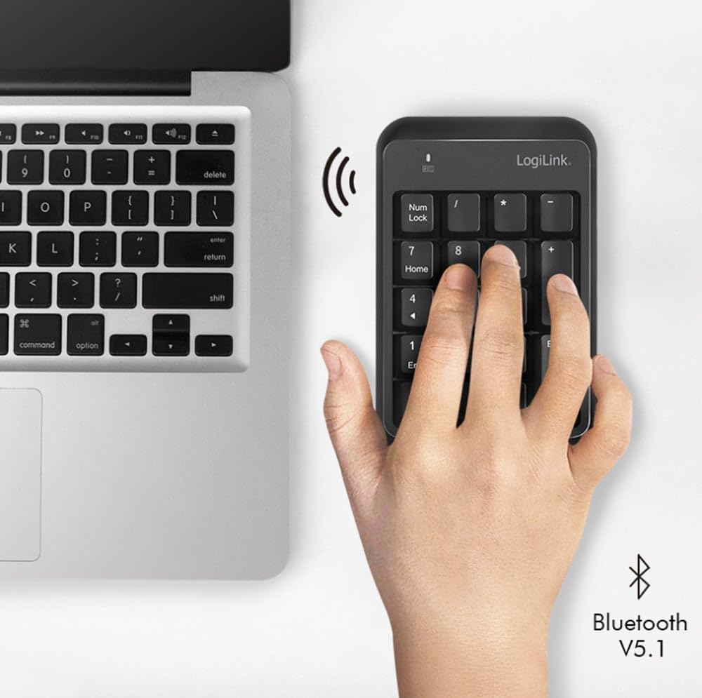LogiLink ID0201 Wireless Keypad connected to a laptop via Bluetooth