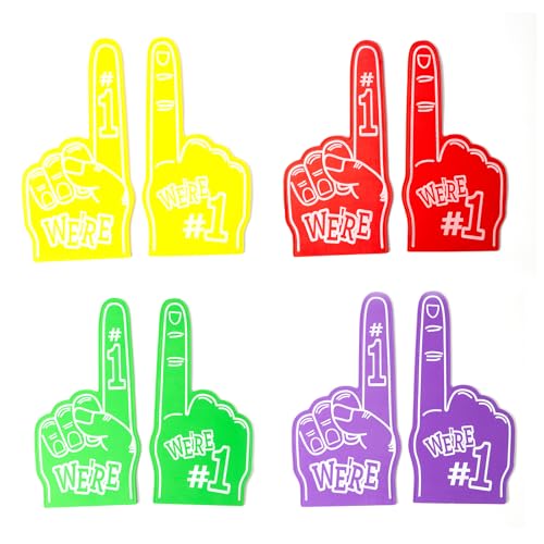 4 Pcs Foam Finger Foam Hands Sports Fan Accessories and Party Props Gladiators Foam Fingers with Vibrant Colours Ideal for Sports Events and Group Celebrations