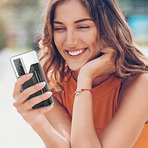 Caso de cartão de telefone celular Stick On - Titular de cartão de celular de couro multifuncional c