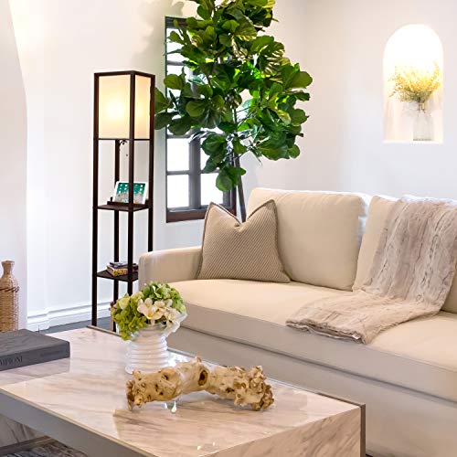 Brightech Maxwell – Modern Shelf Floor Lamp With Usb Ports, Wireless Charging Station & Outlet – Living Room And Office Corner Display Floor Lamps With Shelves – Fits On Bedroom Nightstands – Brown #TOP5