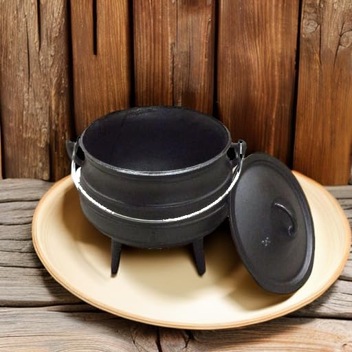 Miniatura 5 de Cuisiland Olla de caldero Potjie de hierro fundido de 8.5 cuartos con tapa y 3 patas, olla pre-sazonada estilo sudafricano para cocinar al aire