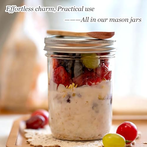 YOOSSICY 16 oz & 8 oz Mason Jars Combo(18 Pack) with Lids, Clear Glass Canning Jars for Overnight Oats, Jam, Honey, Food Storage, Set of 18 | Nine 16 oz + Nine 8 oz by YOOSSICY - Image 6