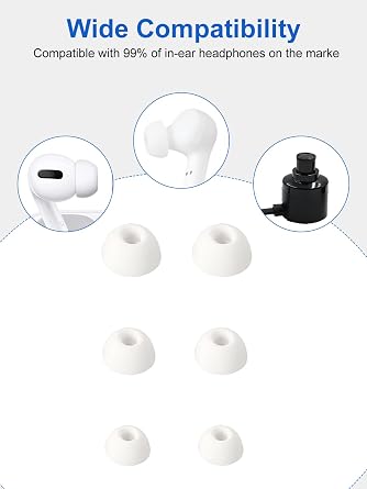 For Anker Soundcore Liberty 4 NC Earbuds - Silicone Replacement Ear Tips, 3 Sizes (S/M/L, 1 Pair Each) | Soft Comfort, Enhanced Noise Isolation | Compatible with More Models,White