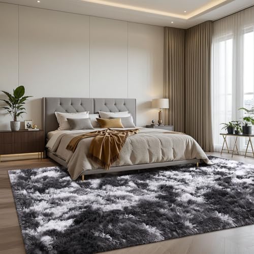 Sour Lemon Hochflor Teppich Grau Teppich Wohnzimmer 200x300 Waschbar Anti-Rutsch Extra Große Teppiche Schlafzimmer Flauschige Moderne Teppiche Matte Teppichen für Schlafzimmer Kinderzimmer