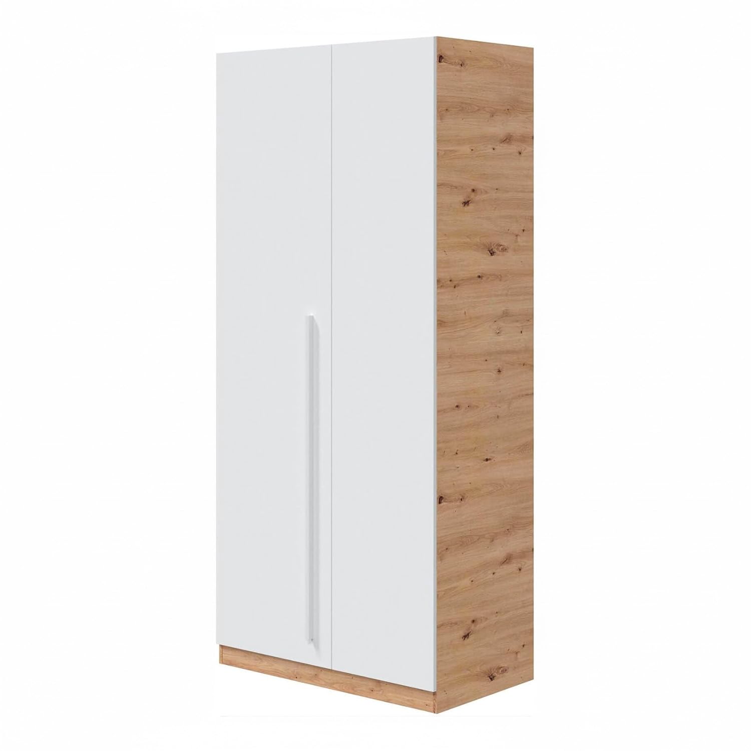 Arreditaly Armadio A 2 Ante Con Asta Appendiabiti E 3 Ripiani Armadietto Mobile Guardaroba Mobiletto Moderno Per Cameretta Camera Ragazzi 90 x 200 x 52 Cm Bianco E Rovere