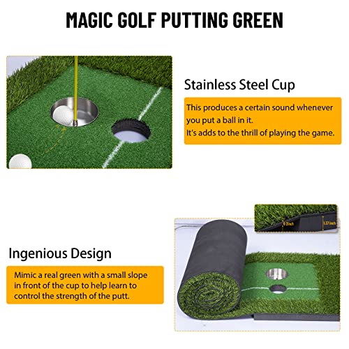 Golf Putting Green Mat For Indoors Outdoor - Mini Golf Course Practice Equipment Training Aid Golf Accessories Golf Gift For Men Women Yard Home Office, 1.6 X 10 Feet #TOP3