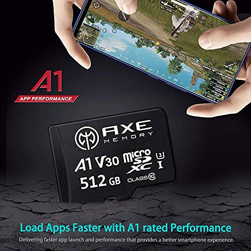 AXE microSD 512GB マイクロsdカード Nintendo Switch SDカード V30 UHS-I U3 A1 C10 4K UHD動画対応 転送速度95MB/S 高速 microSDXC SDアダプター付【アクスメモリ Amazon.co.jp限定】