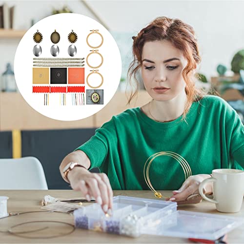 Image of 10 Pack Embroidery Pendant Kit with Instructions, Mini Flower Patterns Embroidered Pendant Necklace with Chain,Needle Thread ,Small Cross Stitch Kit with Canvas Cloth Hoop for Adults DIY Art Crafts