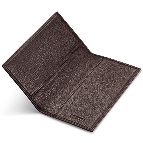 Image of HISCOW Minimalist Checkbook Cover - Full Grain Leather (Pebbled Coffee)
