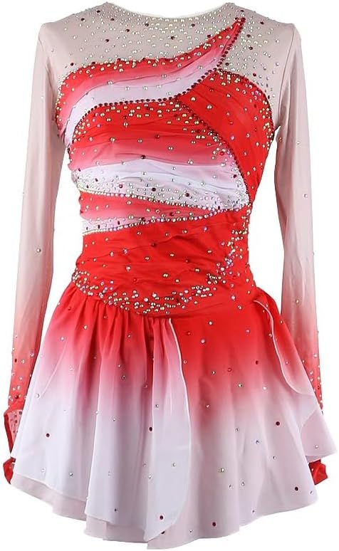 Professional Figure Skating Dress for Girl Ice Skating Competition Clothing Handmade Gymnastics Leotards Roller Skirt