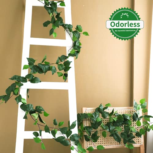Dallisten 3 Strands Artificial Vines Kit, 71" Silk Eucalyptus Ivy Garland, Green Leaves Natural Odorless, Fake Greenery Hanging Plants, Decoration For Home, Bedroom, Wall, Party, Wedding, Boho Decor #TOP2