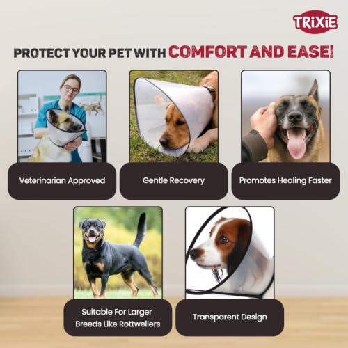 Image of Trixie Protective Dog Collar L | Velcro Recovery E-Collar 44-53cm | Soft Velcro recovery collar for comfortable healing and wound protection.