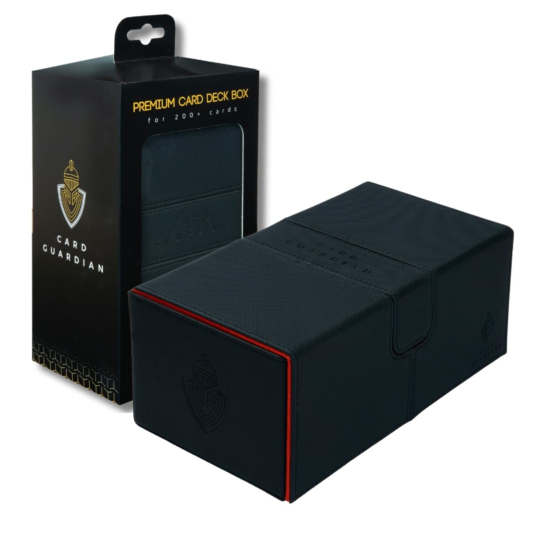 Card Guardian – Premio Double Deck Box capacita 200 Carte Collezionabili e Figurine - Grande - Deck Box Senza PVC (Nero)