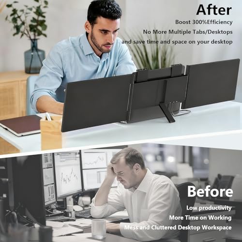 Image of Upgraded 3rd Triple Aero 15.6 Pro Max 3 Screen Monitor, 15.6 inch Fhd 3 Screen Display with USB-C HDMI, Laptop Multi-Screen Extender,Triple Portable Mon