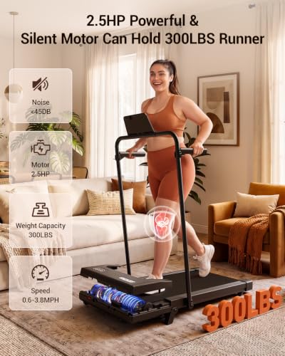 Image of Superun Walking Pad with 6% Incline, Under Desk Treadmill, 3 in 1 Portable Treadmills for Home with Remote Control LED Display, 2.5 HP Quiet Mini Treadmill for Office Home Use, 300 Lbs Capacity