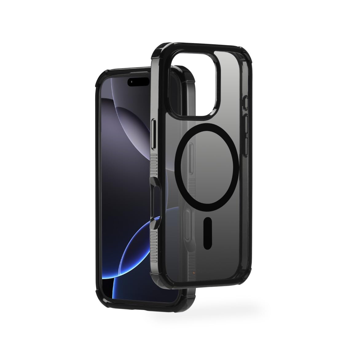 Hama Extreme Protect Mobile Phone Case for iPhone 16 and MagSafe (D3O Bumper, Shockproof, Drop-Proof, Shatterproof, Magnetic Case for Inductive Charging, Gradient) Black