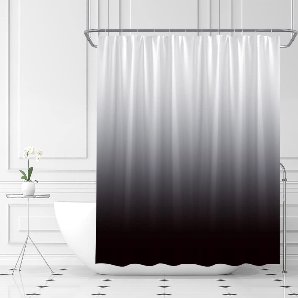 Blue Ombre Shower Curtain Blue White Gradient Modern Minimalist Fabric Bathroom Curtains Decor Set with Hook(180" Wx70 H)