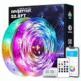 DAYBETTER Outdoor Led Strip Lights Waterproof, Smart LED Lights Work with Alexa and Google Assistant, WiFi App Control DIY Multiple Color Changing Lights Music Sync, LED Lights for Bedroom 32.8 ft