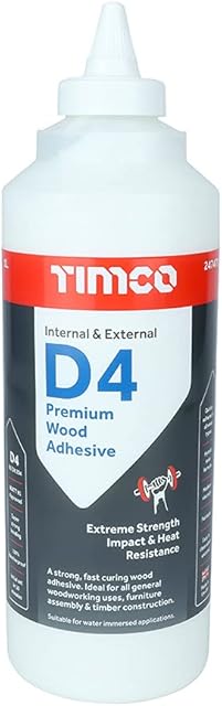 TIMCO Internal & External D4 Premium Wood Adhesive-1L Adhesive & Sealant, White