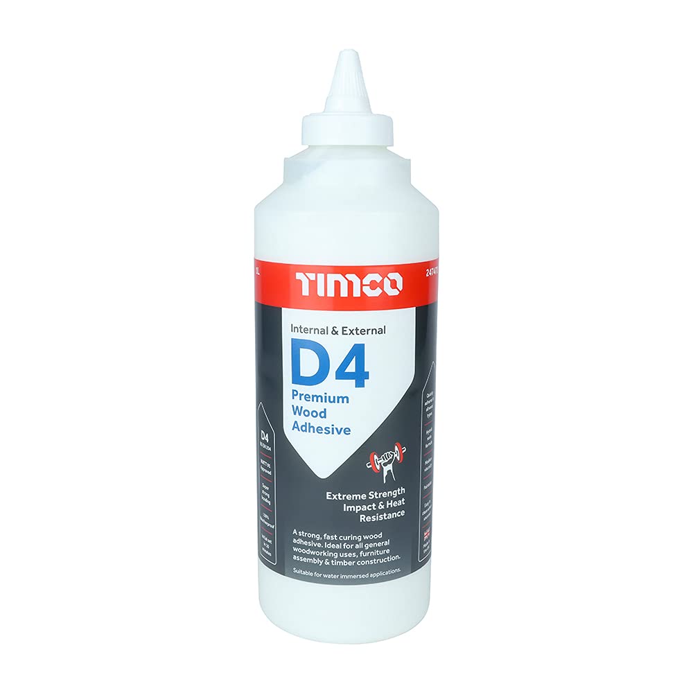 TIMCO Internal & External D4 Premium Wood Adhesive-1L Adhesive & Sealant, White