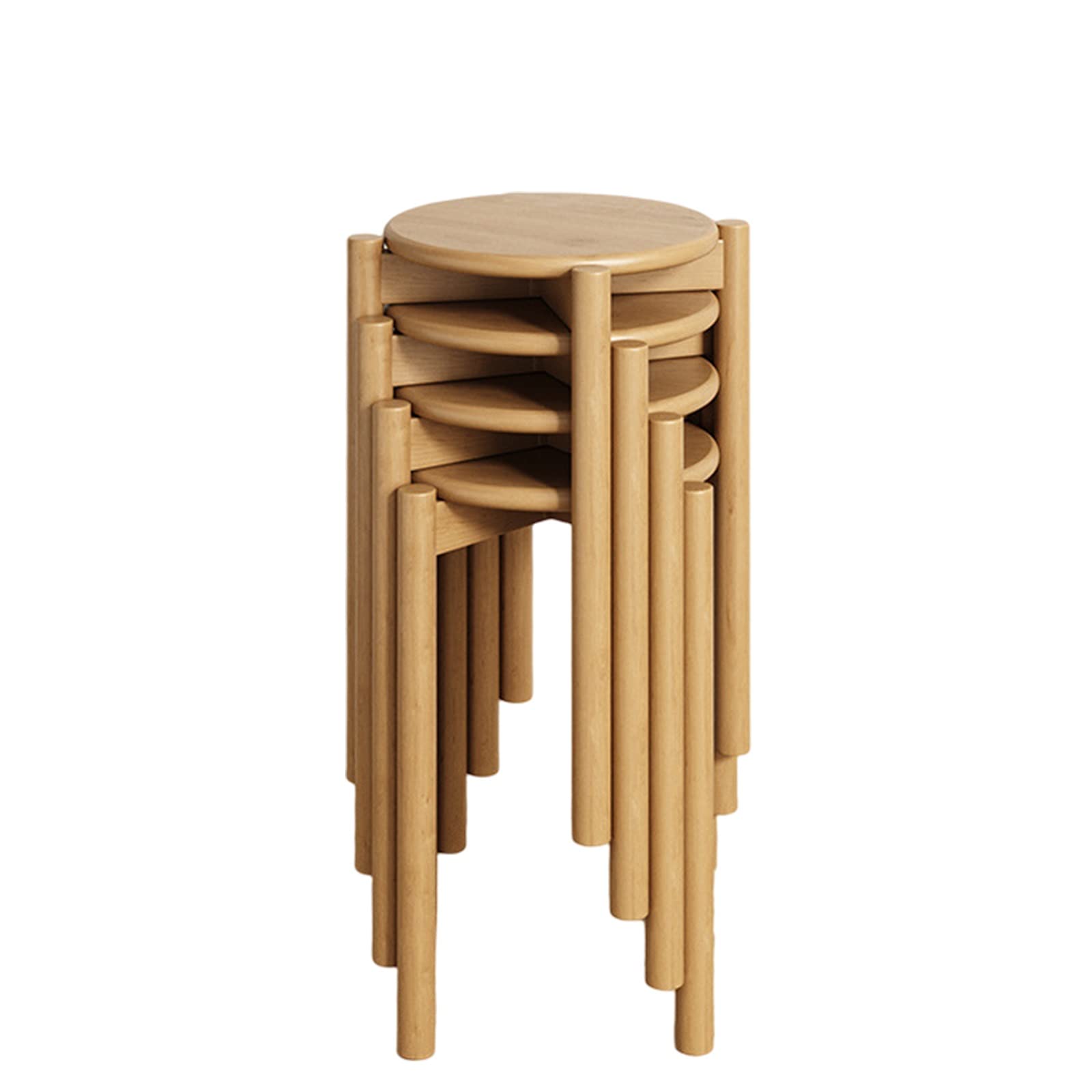 Tabourets de bar empilables bois sans dossier ronds pour cuisine maison bureau B3