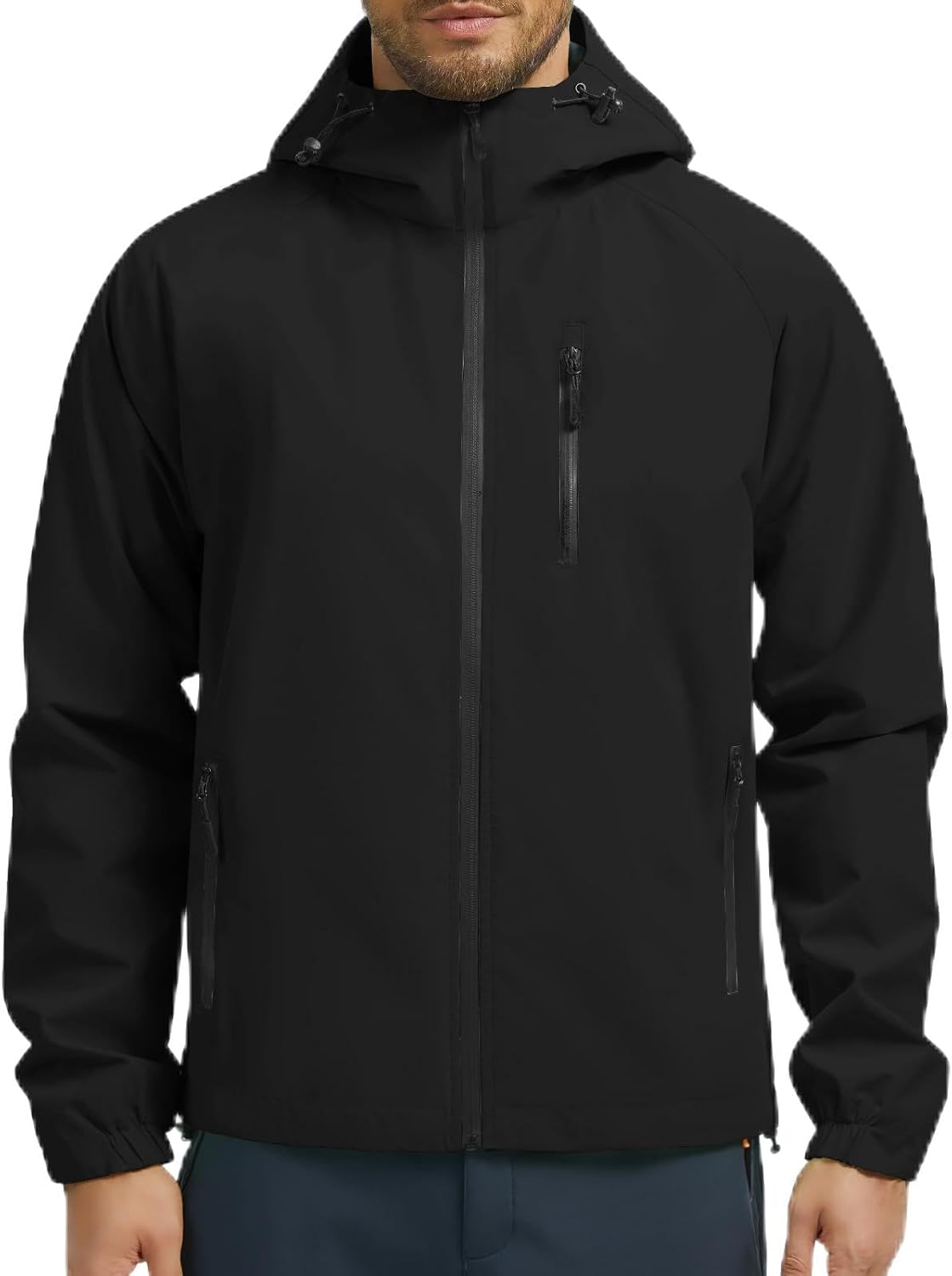 Regenjas voor heren, waterdicht, outdoorjas met capuchon, licht