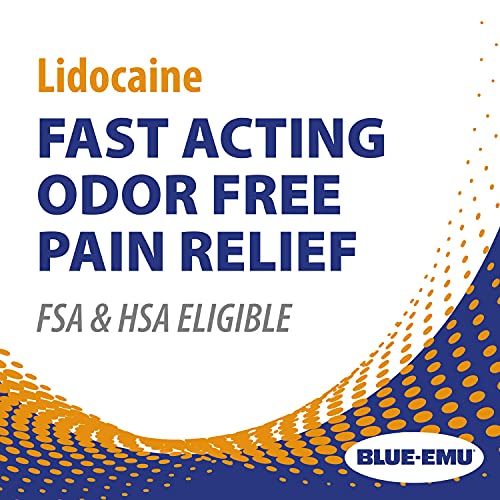 BLUE-EMU Lidocaine Pain Relief Cream for Fast, Numbing Relief, 2.7 Oz, 1 Pack