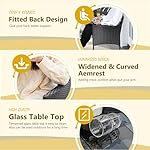 Devoko Outdoor Patio Loveseat Modern Rattan 2-Seat Patio Conversation Set with Cushions & Built-in Coffee Table Porch Furniture for Garden Lawn Backyard (Beige) - Image 4