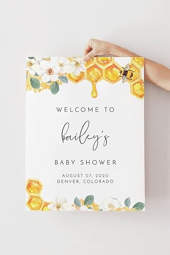 Miniatura 2 de Letrero de bienvenida personalizado para baby shower de abeja, póster de bienvenida de Baby Shower de miel de abeja, lienzo de bienvenida de baby