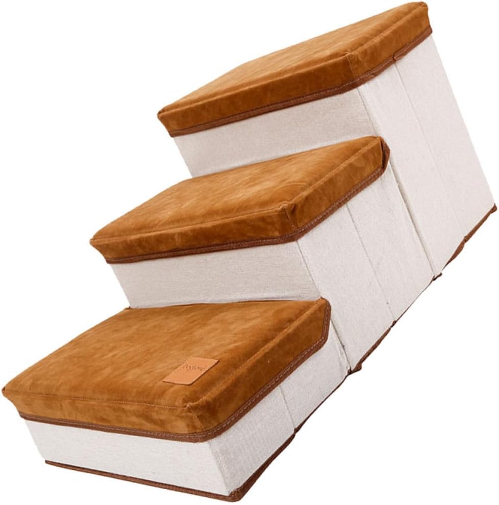 Foldable Dog Stair Pet Steps with Sturdy Base Easy Carry for High Bed Couch Access Pet Playing Stair for Small to Medium Dogs