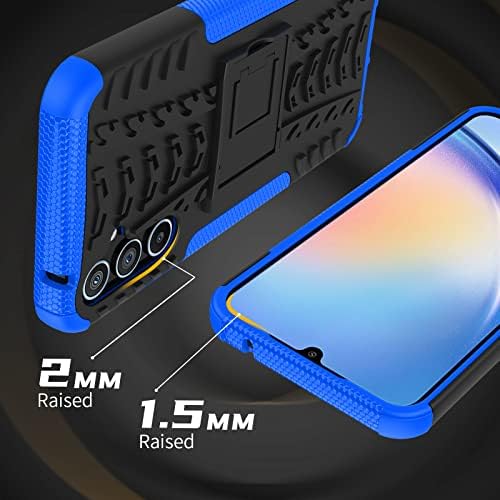 Iokmax for Samsung Galaxy A34 5G Case with 2 Pack Screen Protector,Military Grade Shockproof, Heavy Duty Robust Bumper Cover with Kickstand for Samsung Galaxy A34 5G Phone Blue