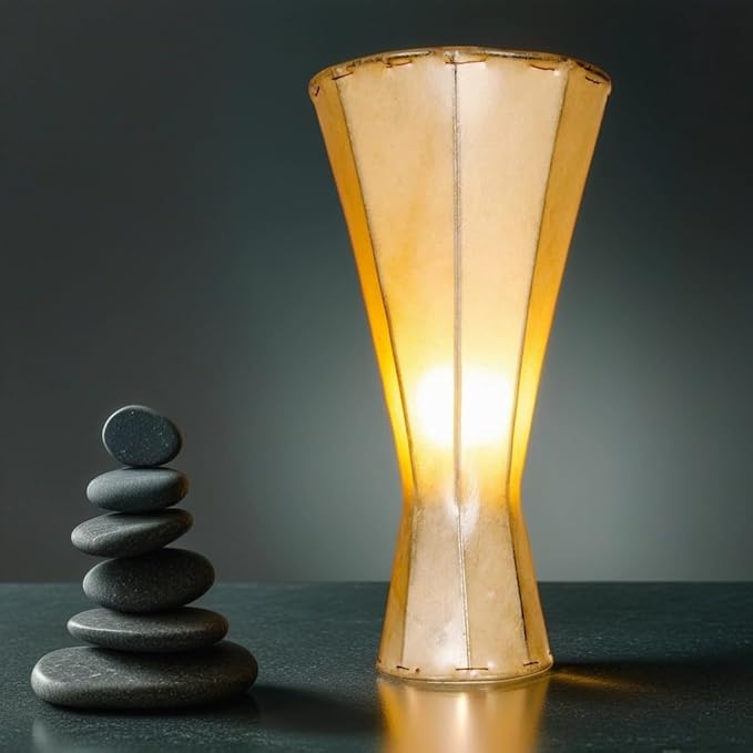 Marrakesch Jinjin Oosterse vloerlamp, 40 cm, lederen lamp, Hennalamp, Marokkaanse grote staande lampen van metaal, lampenkap van leer, oosterse decoratie uit Marokko (Jinjin Natur)