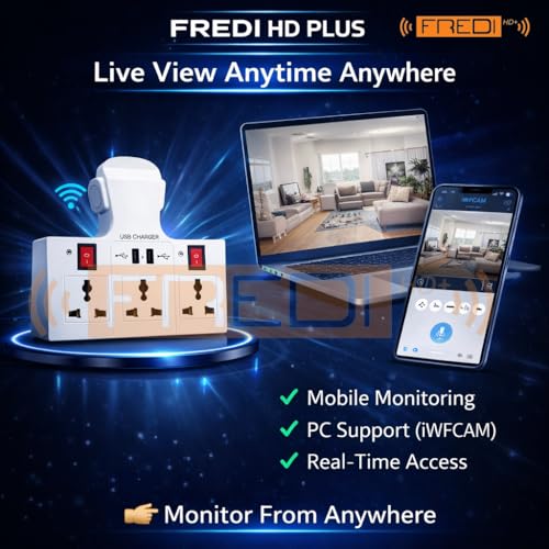 Image of FREDI HD PLUS WiFi Indoor Security Camera 1080P Full HD Live View Mobile Motion Detection Loop Recording AC Power 32GB Inbuilt Storage 3 Pin Socket Camera