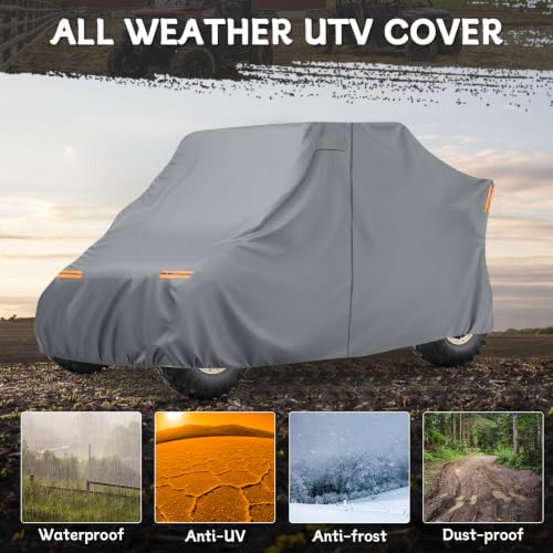 Image of Waterproof UTV Cover Compatible with Yamaha YXZ 1000R | 6 Layers Outdoor Cover with Cotton Liner, Air Vents, Door Zipper and Windproof Buckles for Rain Snow Dust Protection