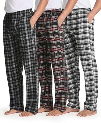 3 Pack Men's Cotton Flannel Pajama Pants Lounge Sleep PJ Bottoms Pockets