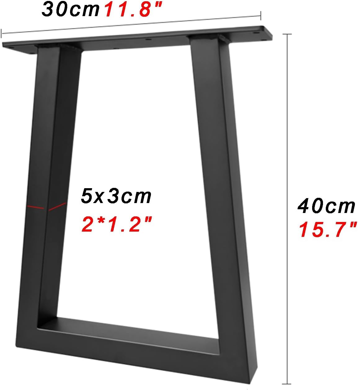 Trapezoidal Metal Hollow Table Legs Height 28.3" Load Ability 250kg Adjustable Bars/Book/Dining Desk Legs Water Proof and Wear-Resistance (Set of 2)