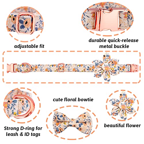 Hsigio Dog Collar And Leash Set Girls Adjustable Puppy Collars With Floral Bow Tie For Small Medium Large Female Dogs thumb #1