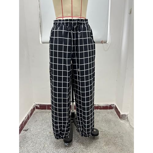 Mens Fashion Grid Printing Slim Fit Casual Pant Plaid Skinny Long Pants Stretch Golf Yoga Business Trouser2