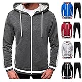 Survetement Homme Ensemble Sweatshirt Sports Sweat à Capuche Zippé et Noir Pantalon Sport Jogging Sportif 2 Pièces Slim Décontracté Pas Cher Marque Vetement Printemps Eté Rouge XL zl05