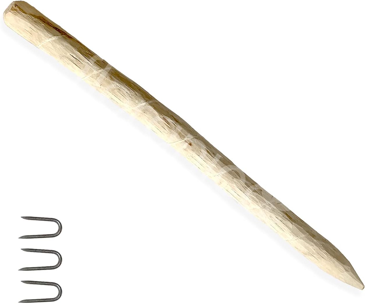Floranica® - Round fence post, stake in 3 sizes, hazelnut wood, 3 U-nails incl., peeled and sharpened on one side, perfect as picket, paling fence, as post for gates, Height:90 cm