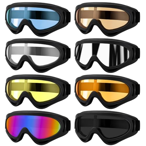 Ski Goggles, 8 Pack Snowboard Goggles for Men Women Kids, Skiing Snowboard Motorcycle Glasses for Adult Youth, Colorful