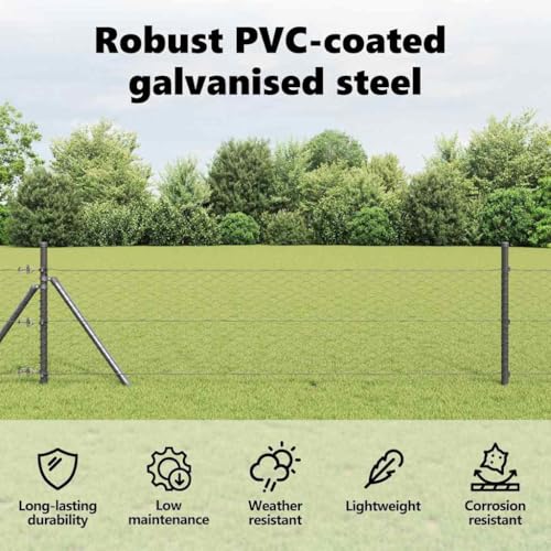 vidaXL Hexagonzaun Grau 0,4 x 50 m PVC, Garten & Terrasse, Rechteckiges Outdoor-Feature, Moderner Hexagon-Zaun, Robuste Grenze, Stilvolles Element