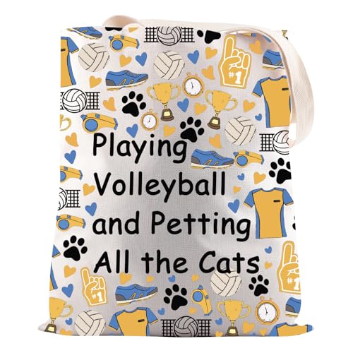 Bolsa de mano de voleibol y gatos para jugadoras, bolsa de tela de deporte y mascotas