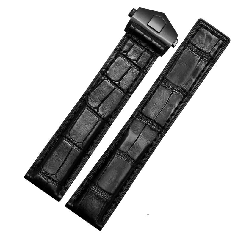 Bracelet de montre en crocodile bleu foncé 19mm emballage cadeau chic inclus pour homme
