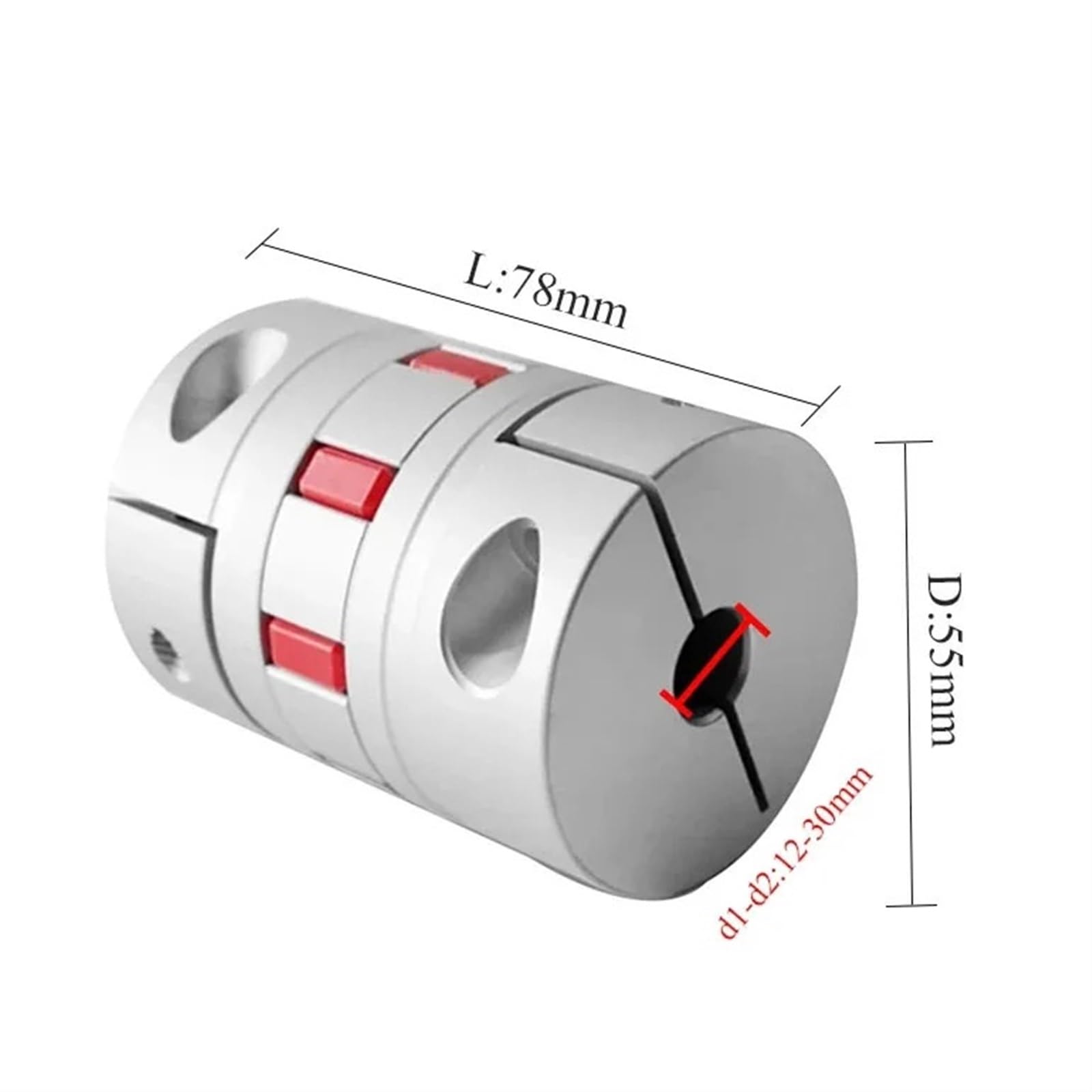 Giunto di serraggio rigido in alluminio Accoppiamento Plum Blossom Encoder a vite a stella elastico a coppia elevata Servomotore in alluminio XB-55X78(XB-55X78-12X14)