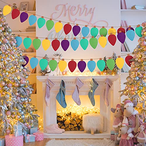 Tatuo Felt Lights Banner Festive Lights Bulbs Garland Colorful Garland Rainbow Felt Banner For Birthday Party Outdoor Holiday Christmas Decorations (2 Sets) #TOP3