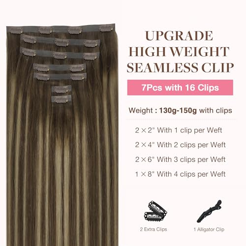 Image of GOO GOO Seamless Clip in Hair Extensions Real Human Hair Remy Extensions