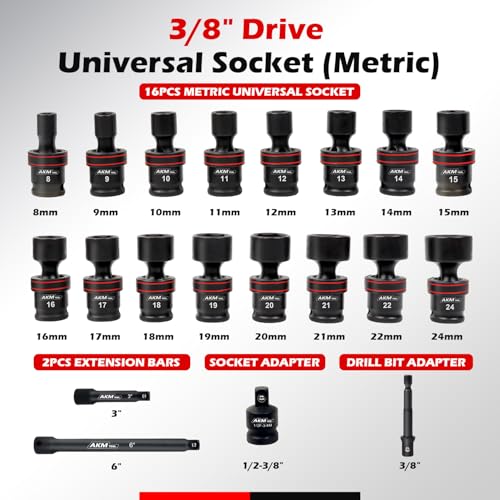 Universal Impact Socket Set 20 Piece Swivel Socket Set for 3 8 Drive - Image 2