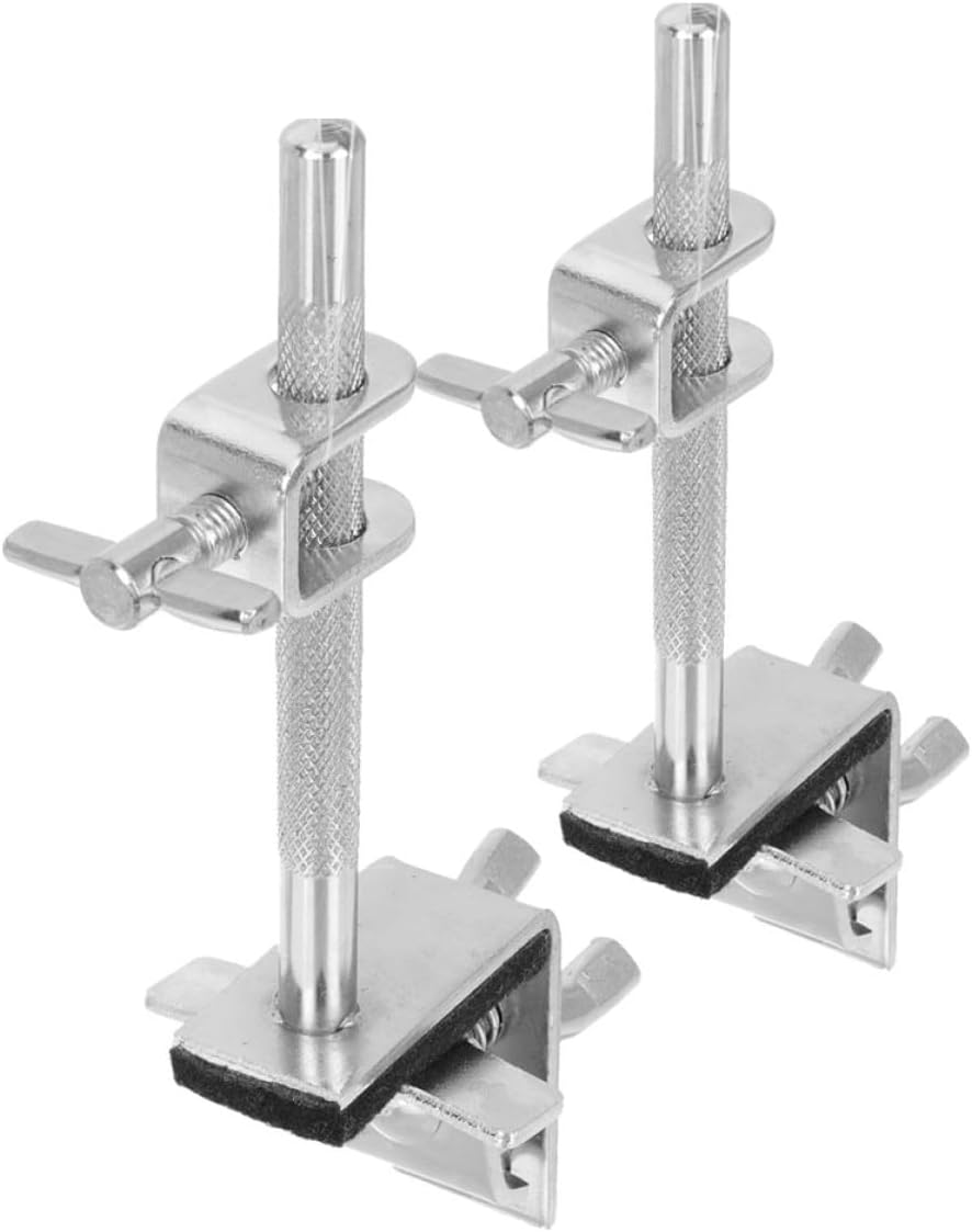2pcs Metal Drum Cowbell Holder Clips with Clamp Mount for Bass Drum Hoop, Adjustable Cowbell Stand Brackets for Professional Percussion Accessories